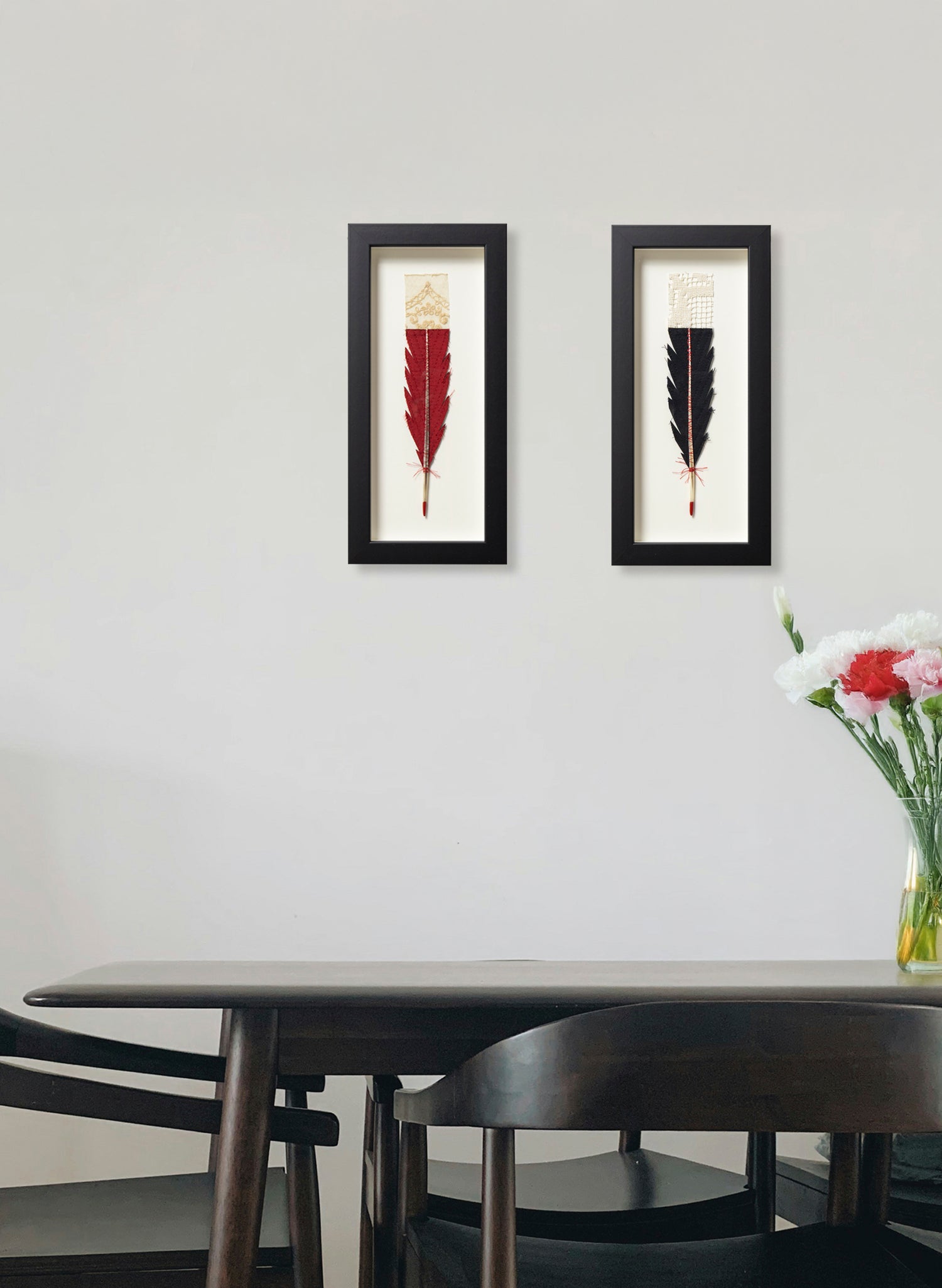 Single Huia Feather Framed