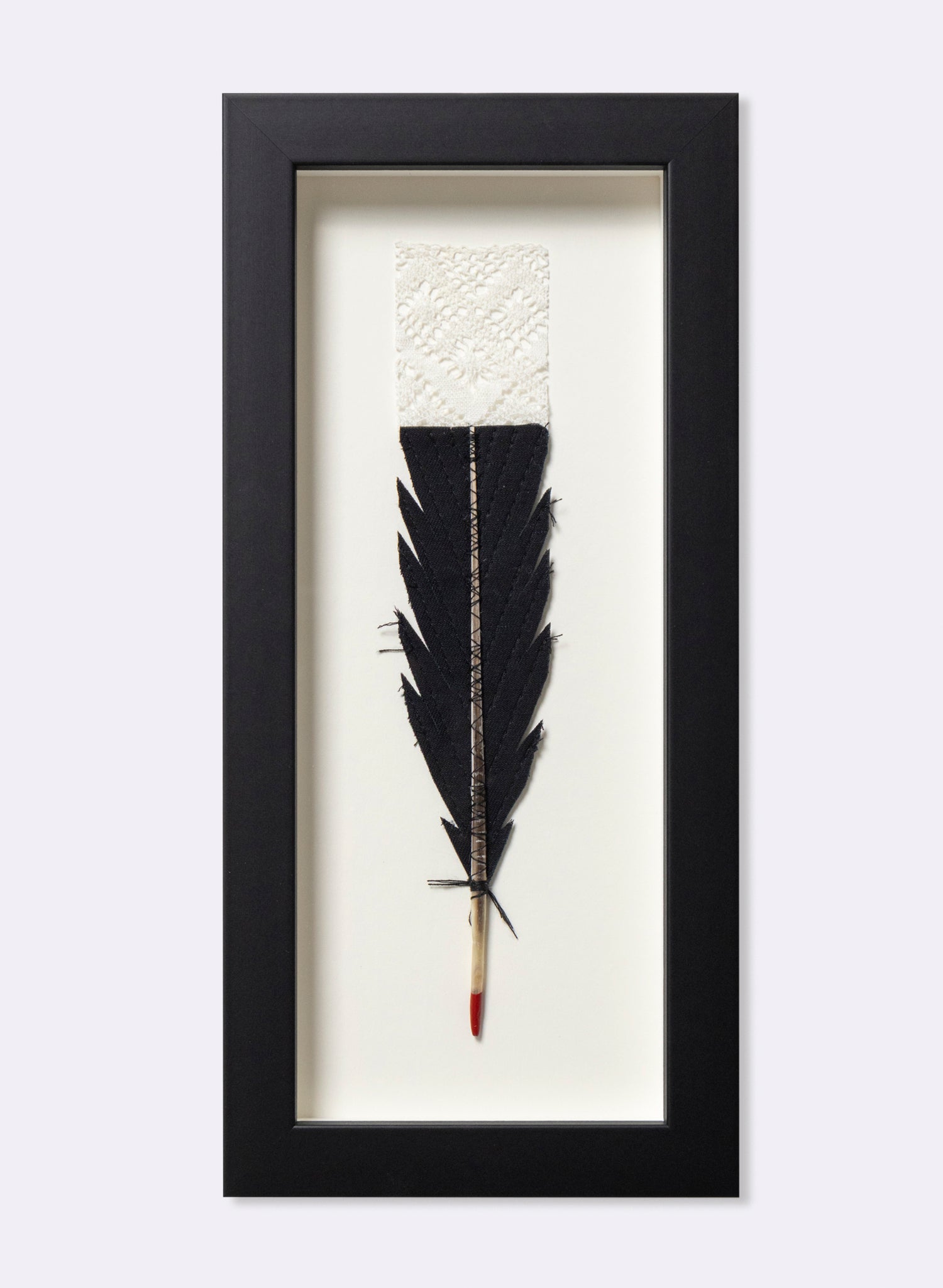 Single Huia Feather Framed