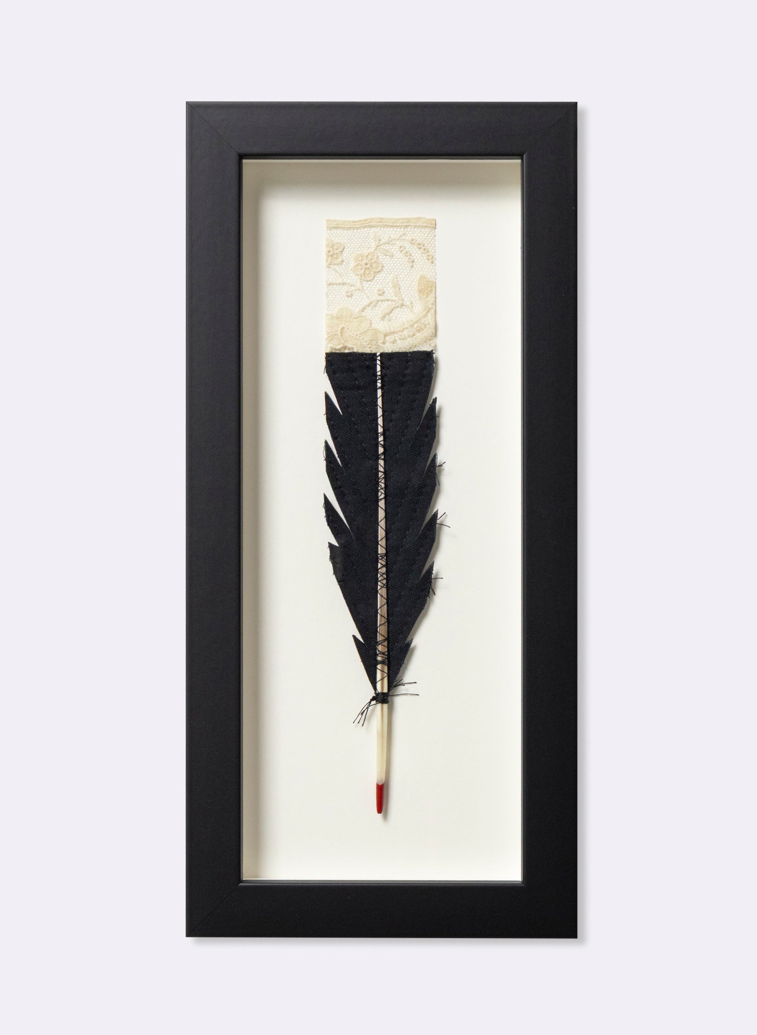 Single Huia Feather Framed