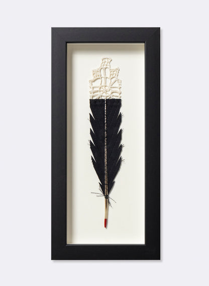 Single Huia Feather Framed
