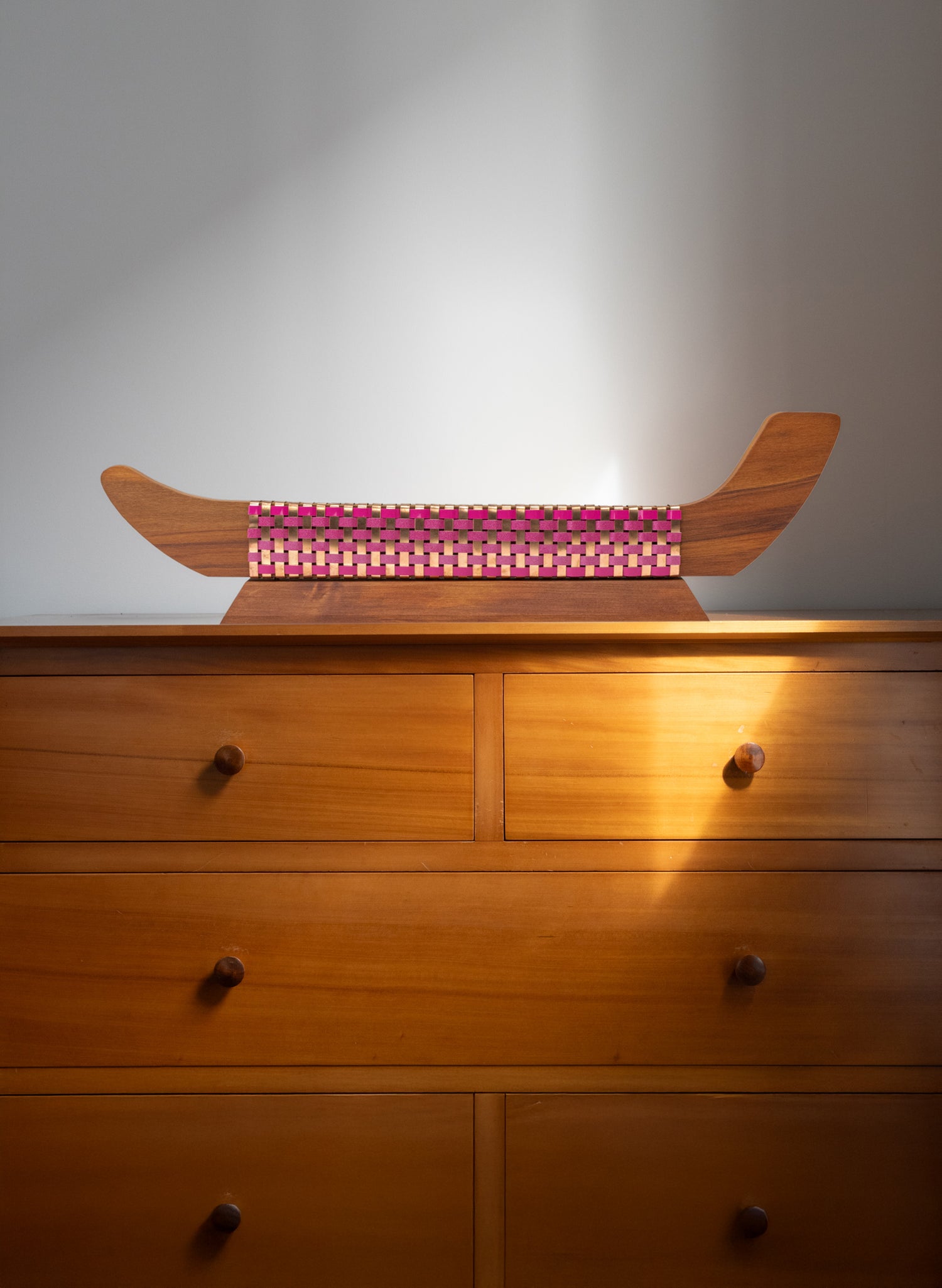 Pink Sparkle Copper Waka on Plinth