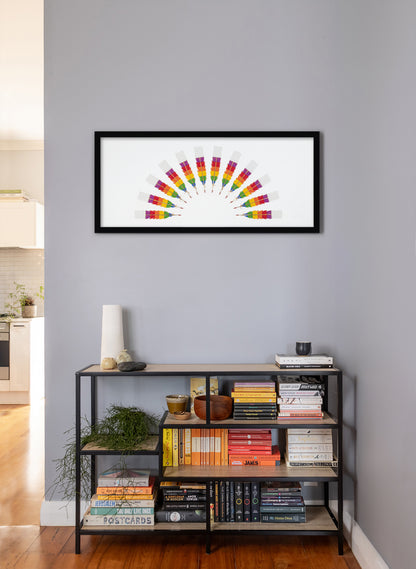 Prismatic 12 Huia Feathers Rainbow Framed