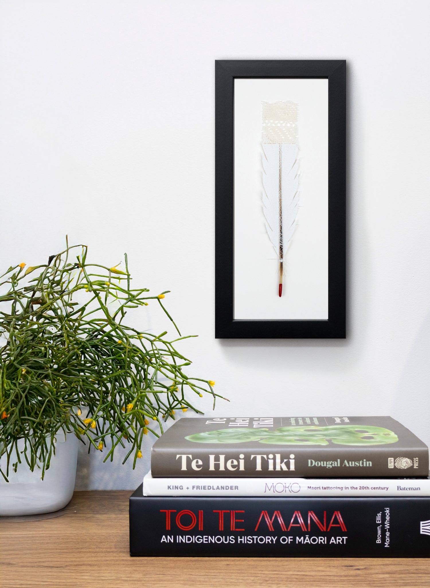 Single Huia Feather Framed