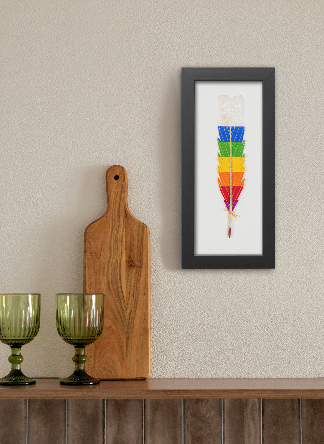 Single Huia Feather Framed