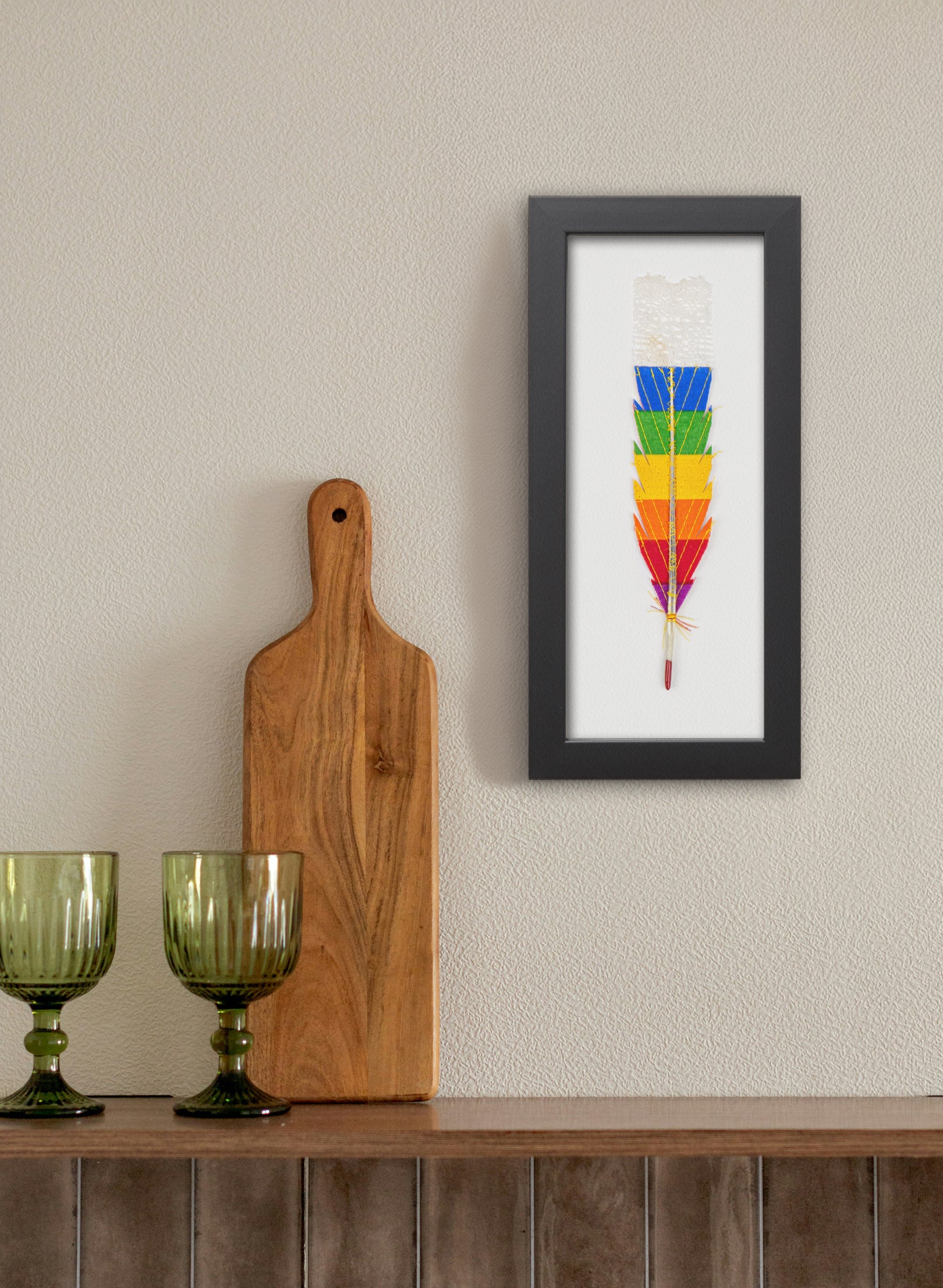 Single Huia Feather Framed