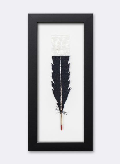 Single Huia Feather Framed