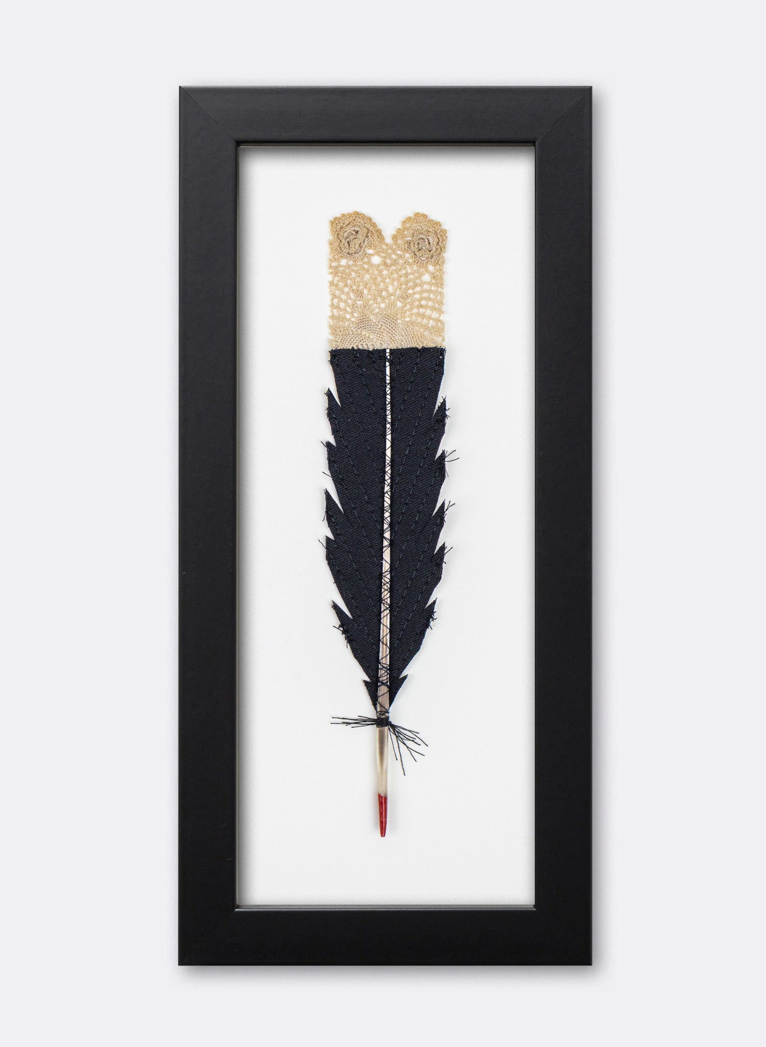 Single Huia Feather Framed