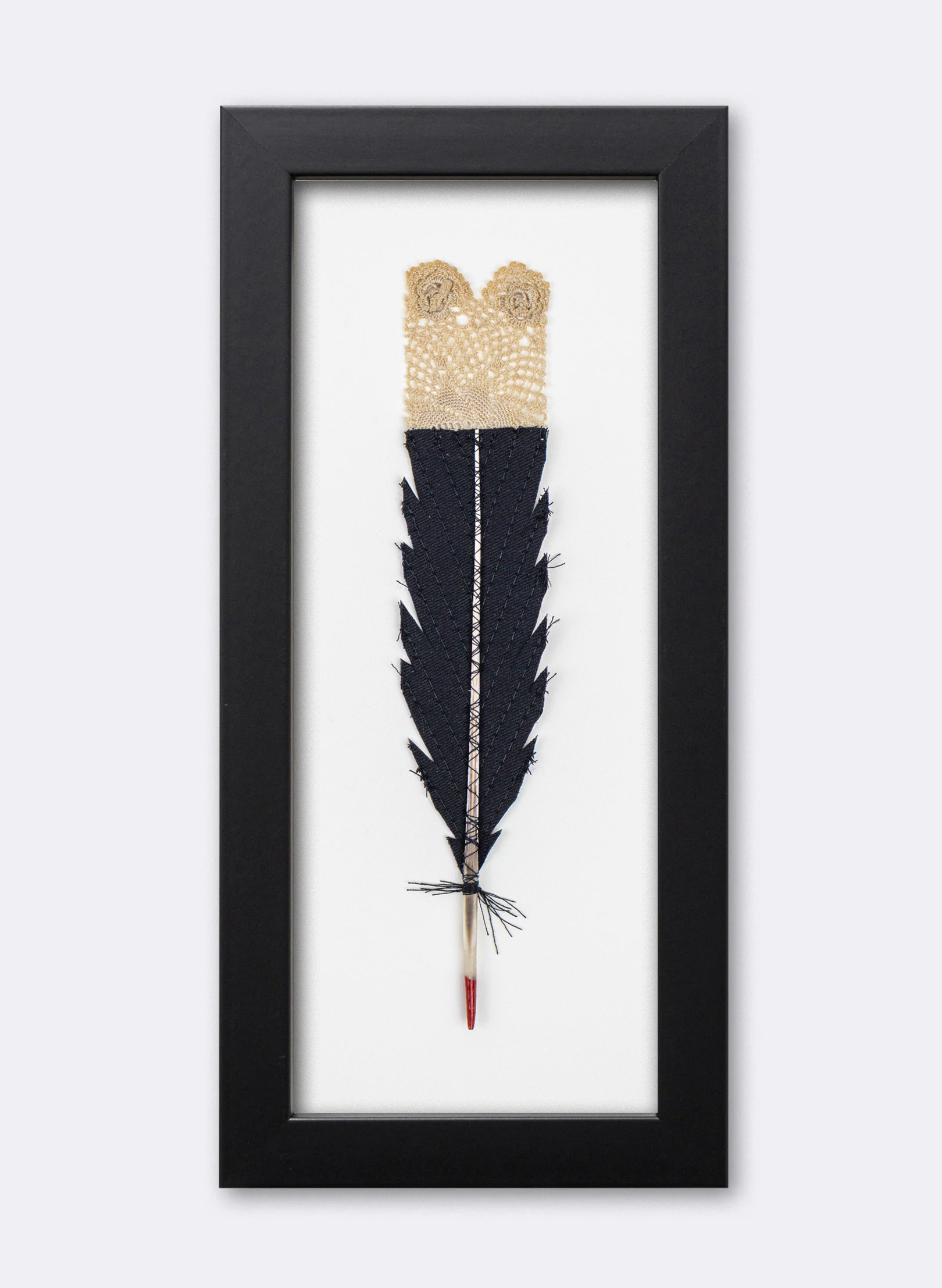 Single Huia Feather Framed