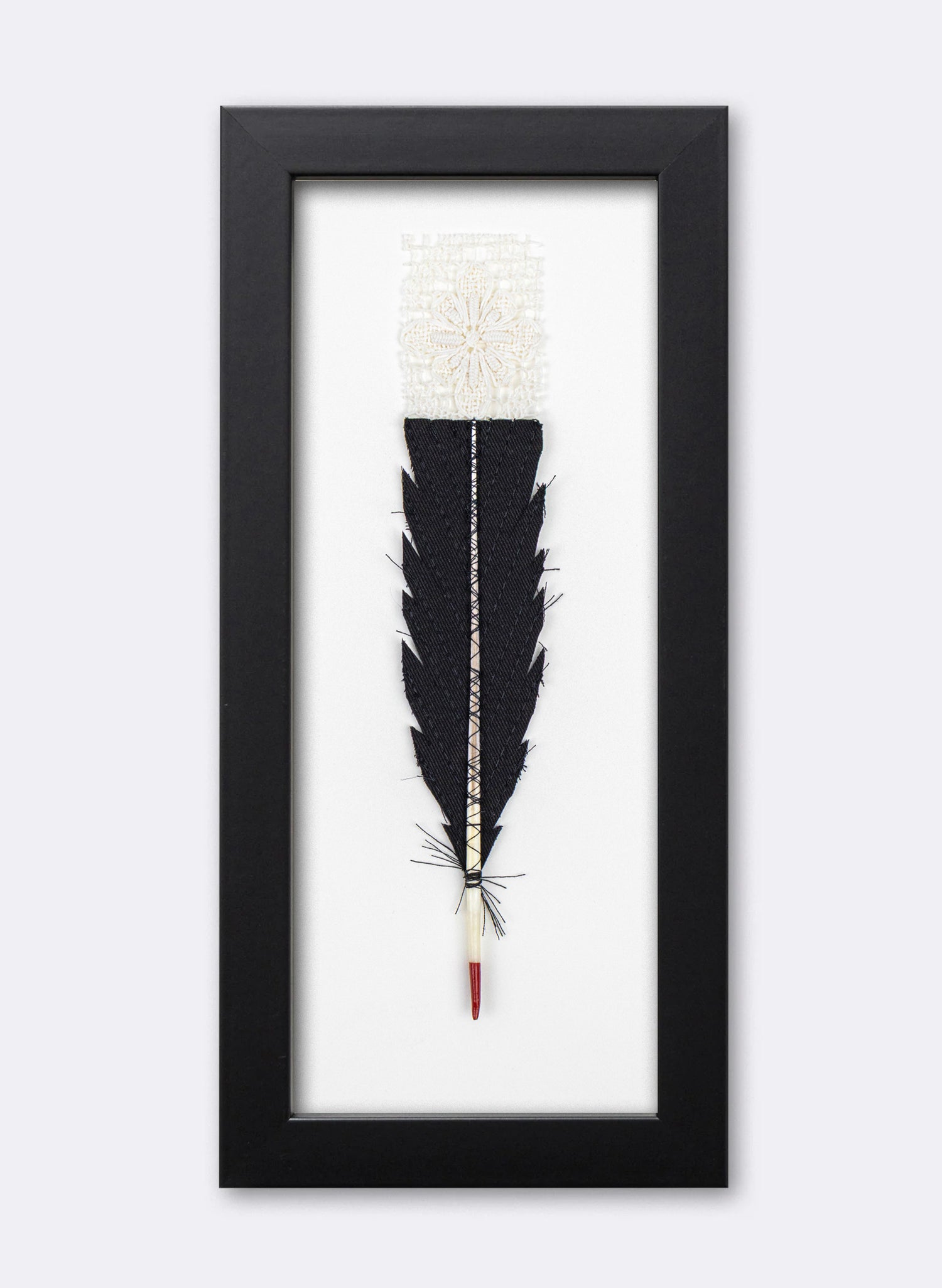 Single Huia Feather Framed