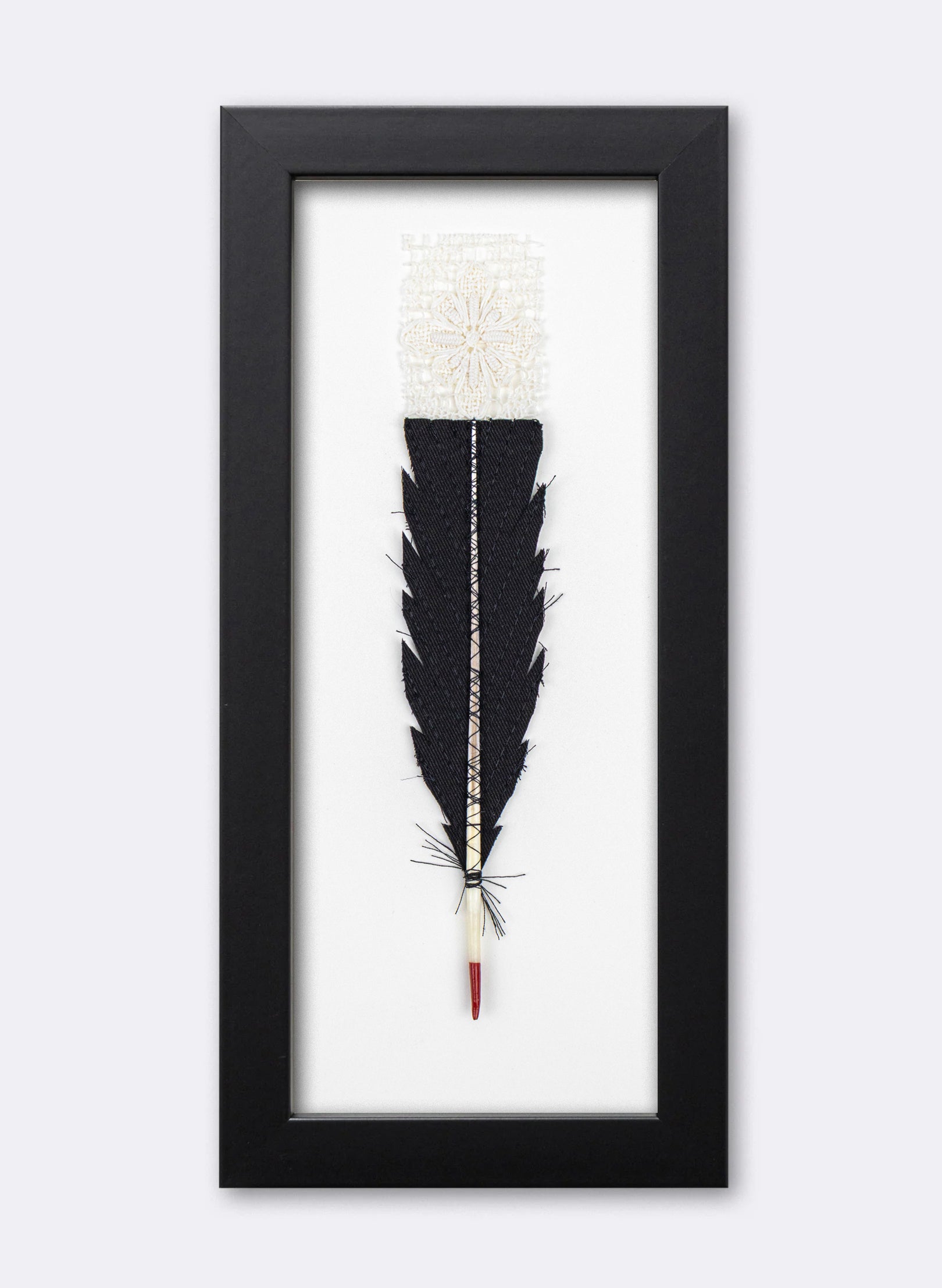 Single Huia Feather Framed