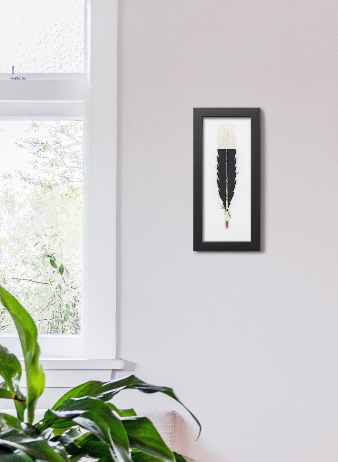 Single Huia Feather Framed