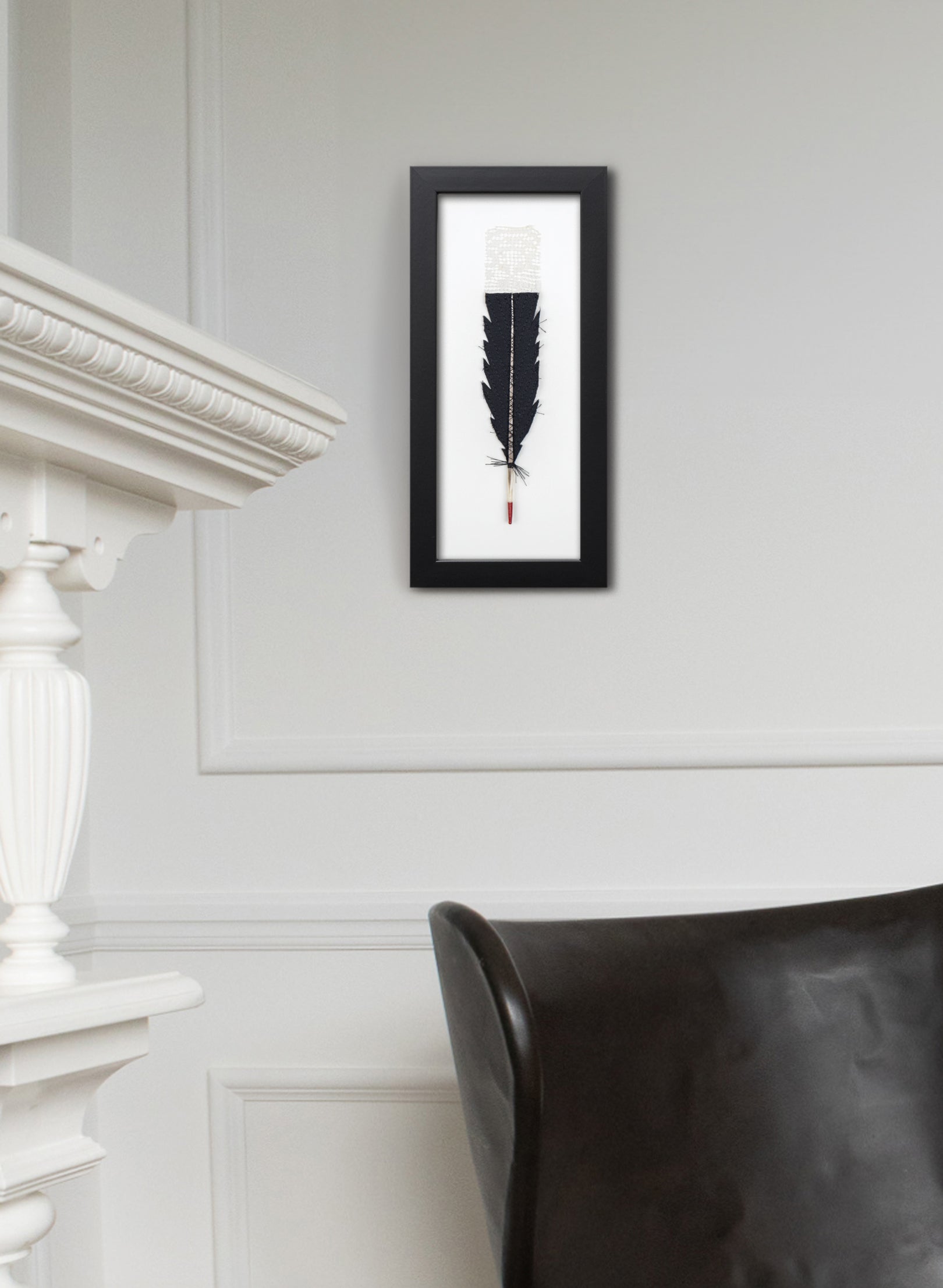 Single Huia Feather Framed