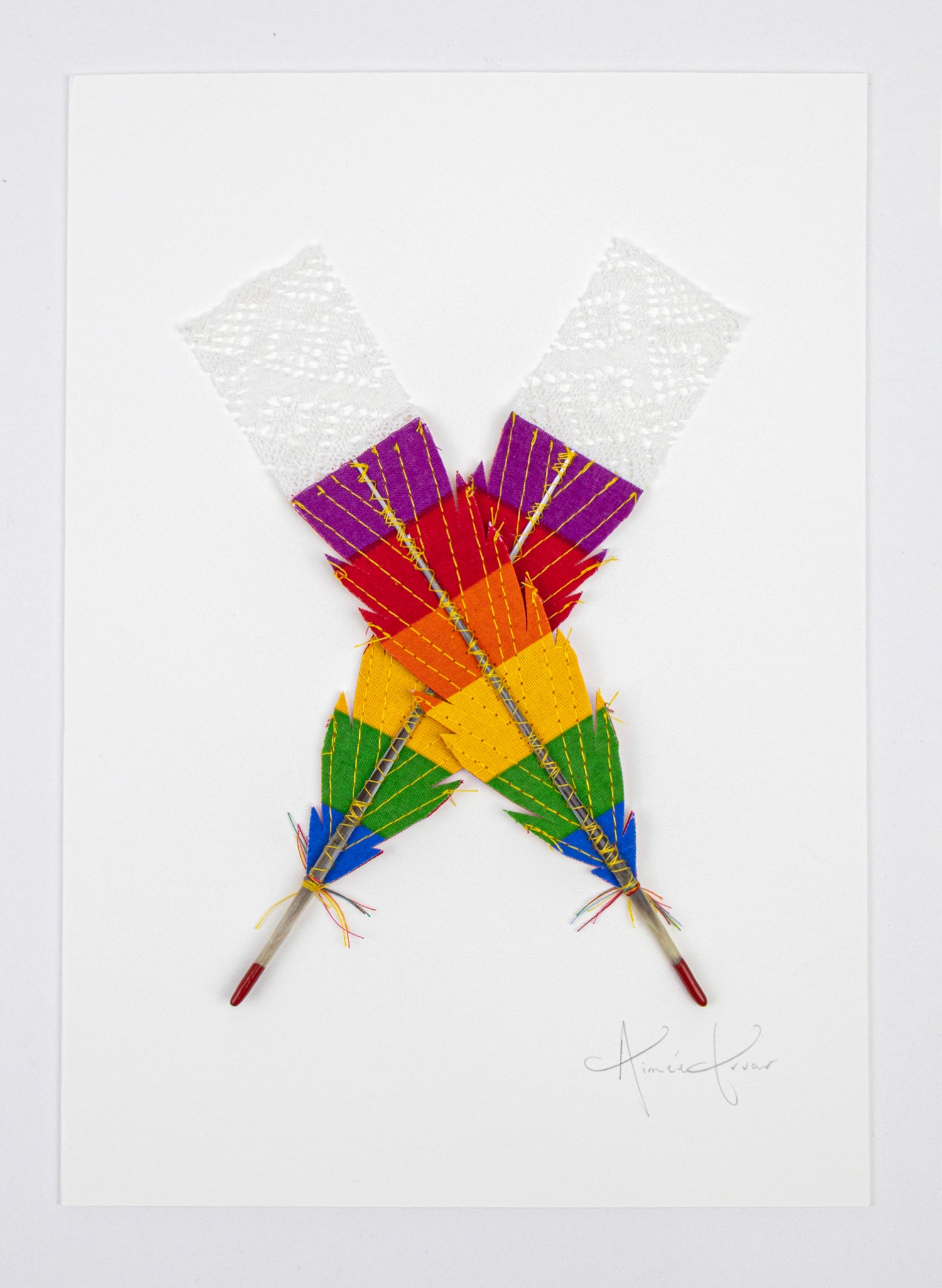 Small X Huia Feathers Framed