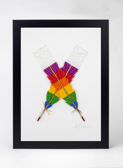 Small X Huia Feathers Framed