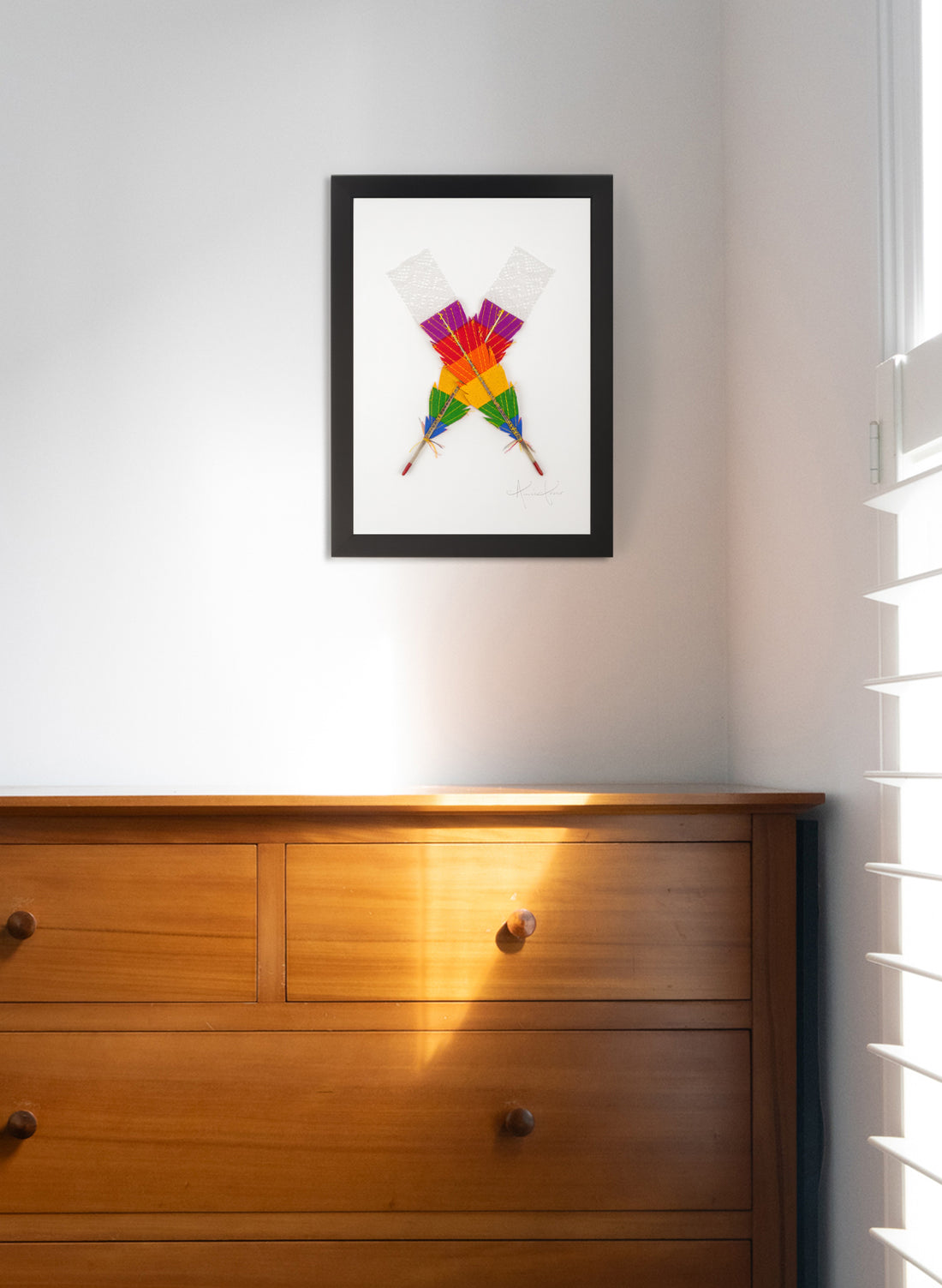 Small X Huia Feathers Framed