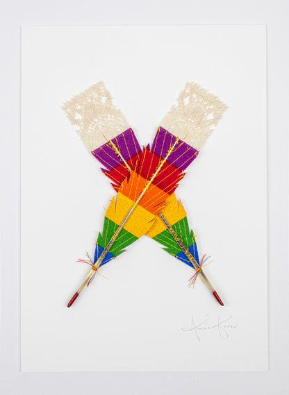 Small X Huia Feathers Framed