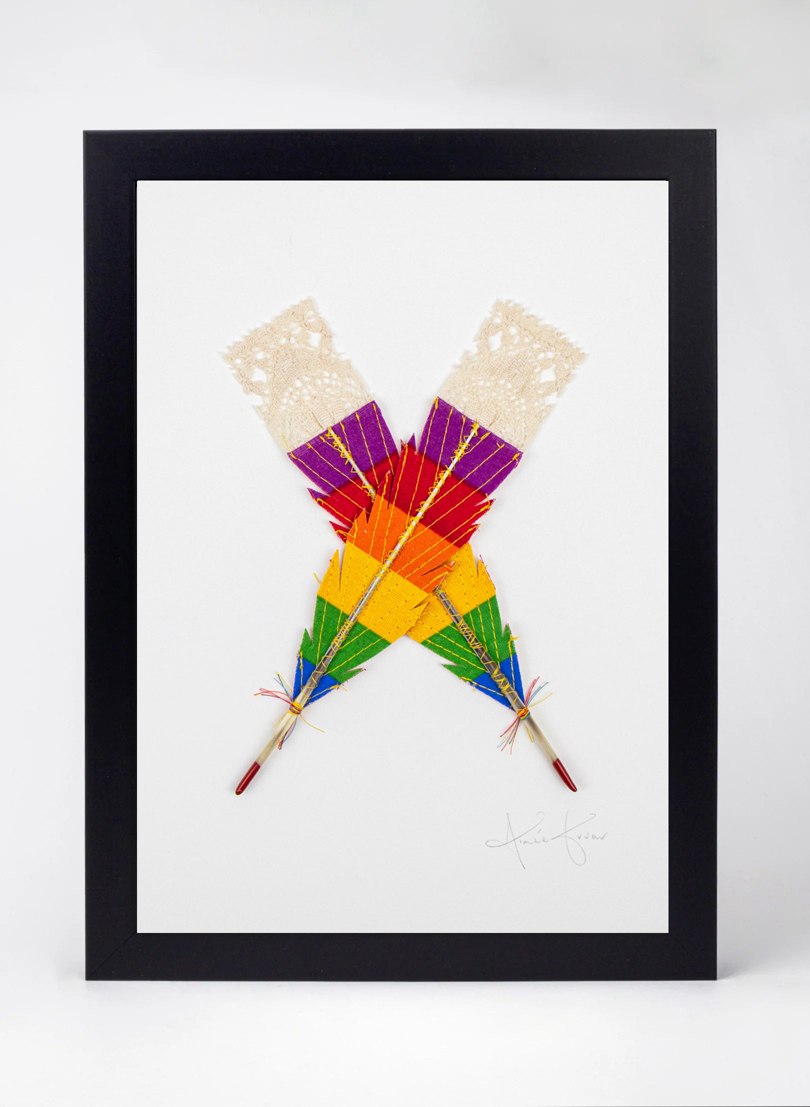 Small X Huia Feathers Framed
