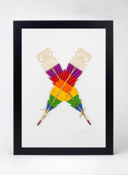 Small X Huia Feathers Framed