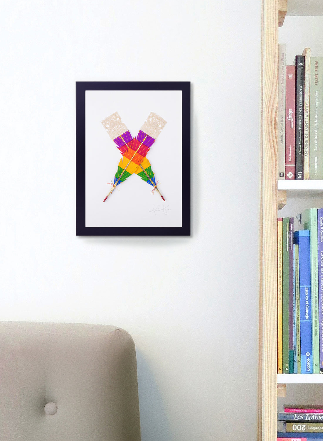 Small X Huia Feathers Framed