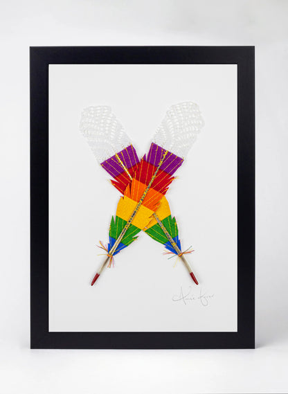 Small X Huia Feathers Framed