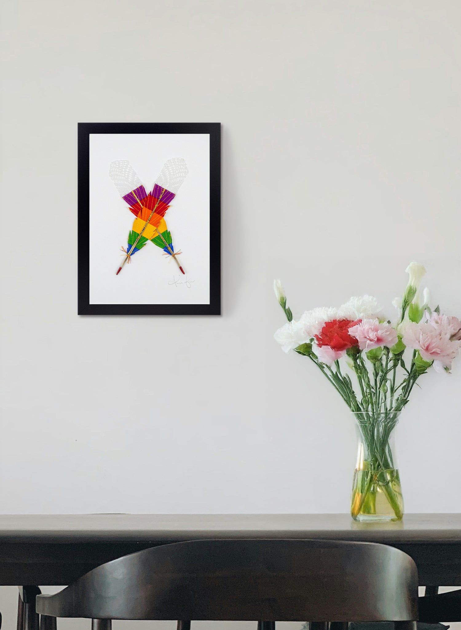 Small X Huia Feathers Framed