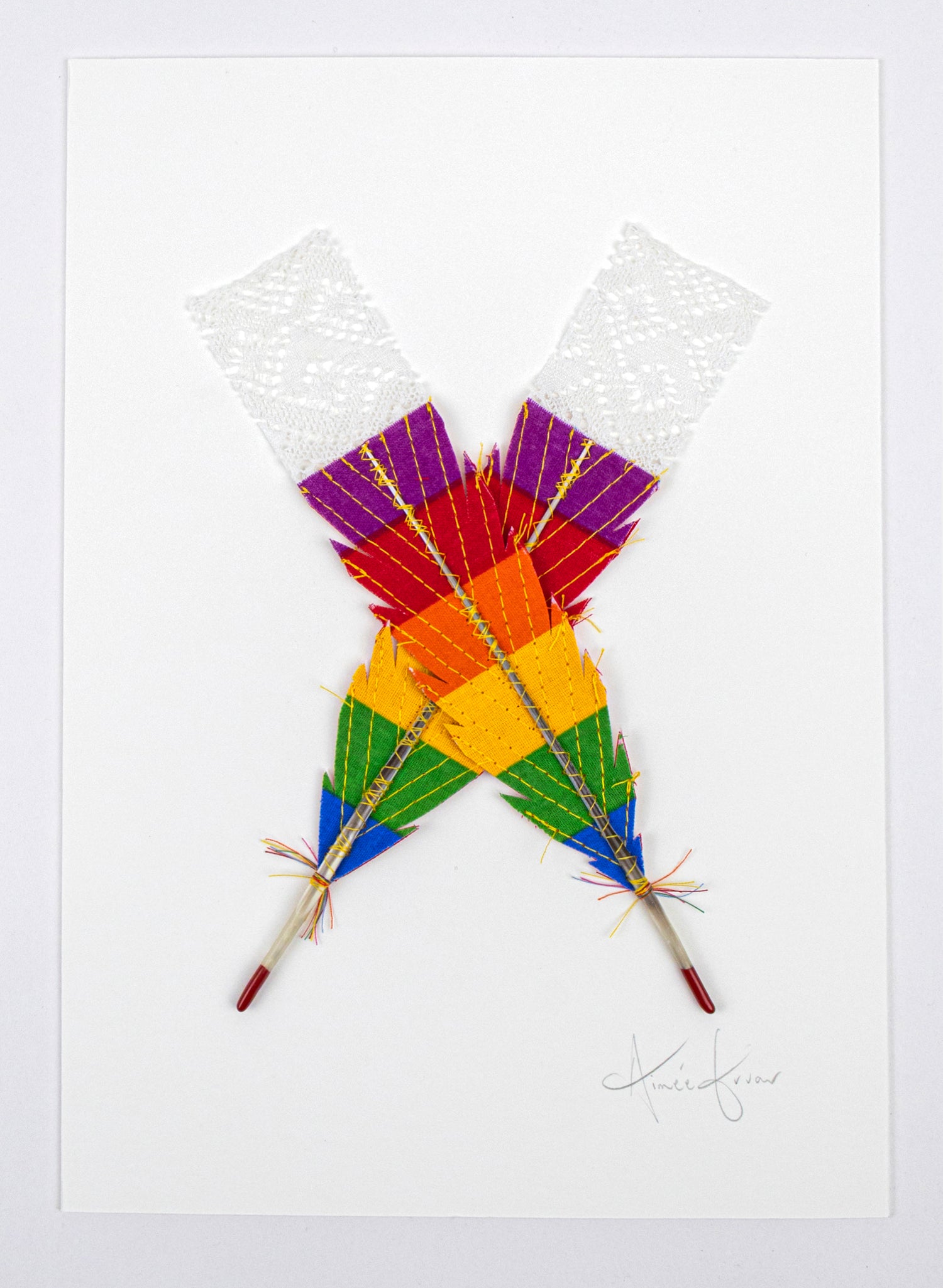 Small X Huia Feathers Framed