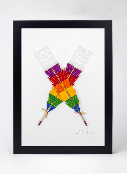 Small X Huia Feathers Framed