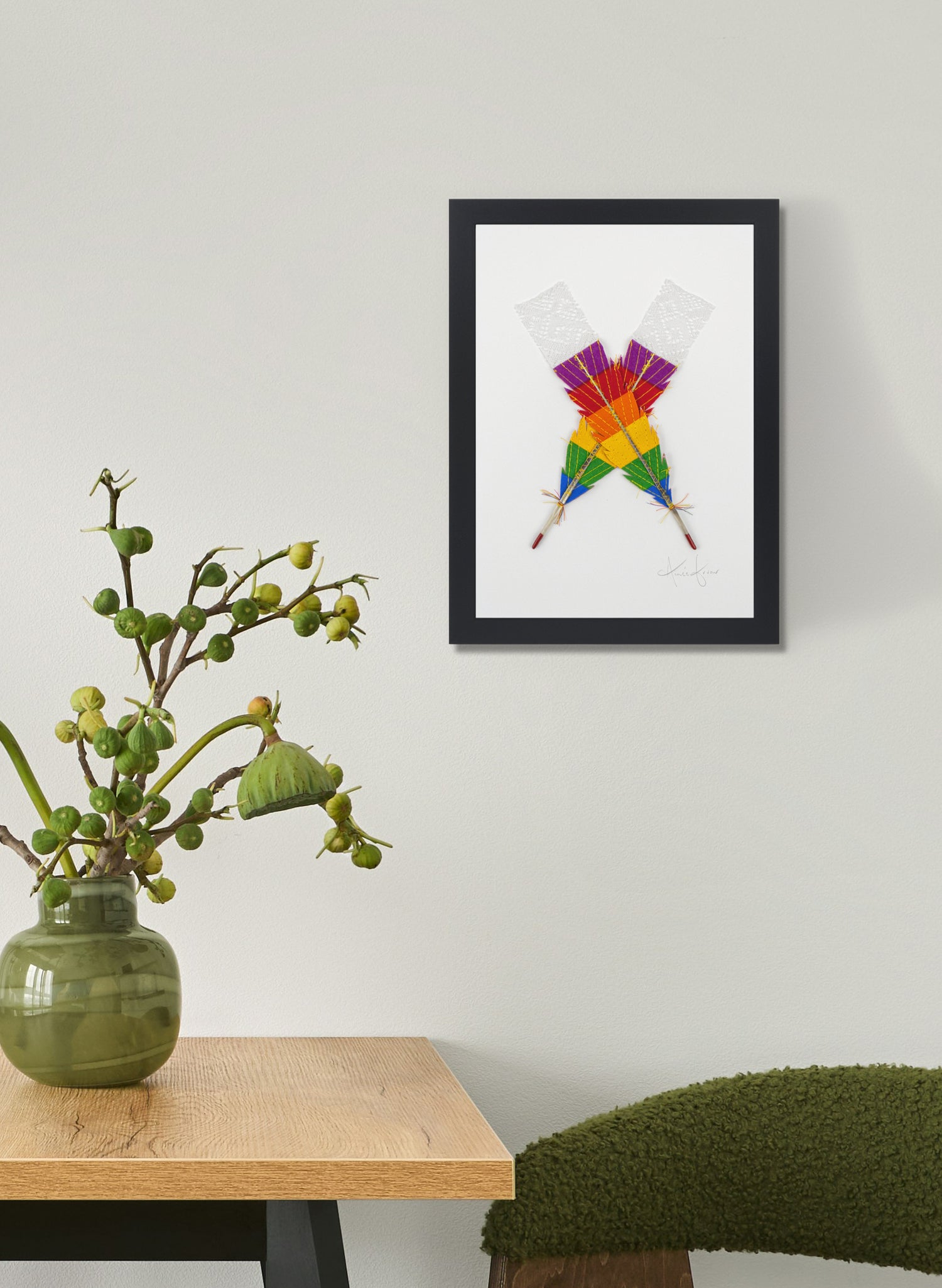 Small X Huia Feathers Framed