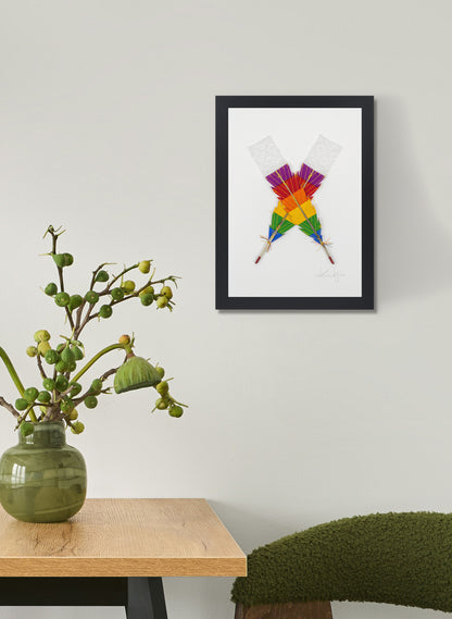Small X Huia Feathers Framed