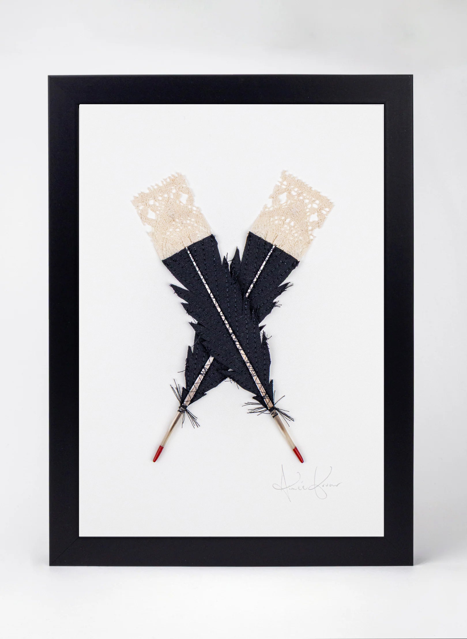 Small X Huia Feathers Framed