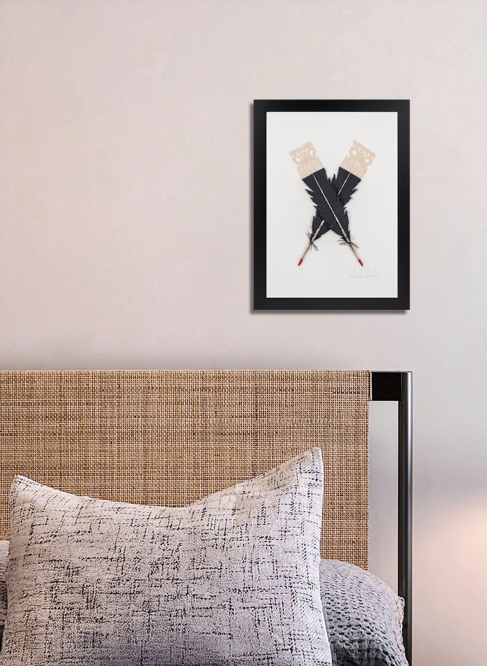 Small X Huia Feathers Framed