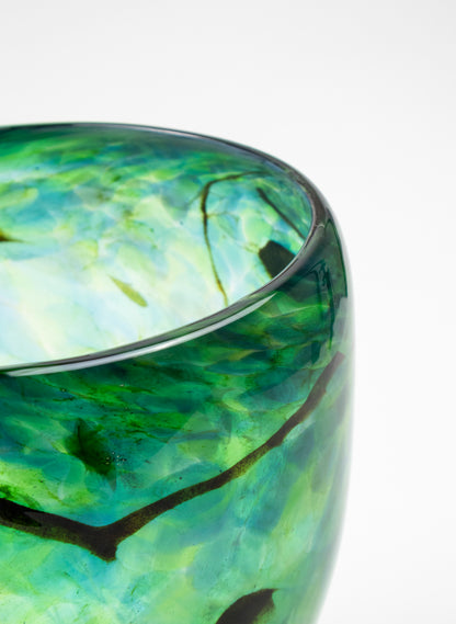 Tall Greenstone Glass Bowl