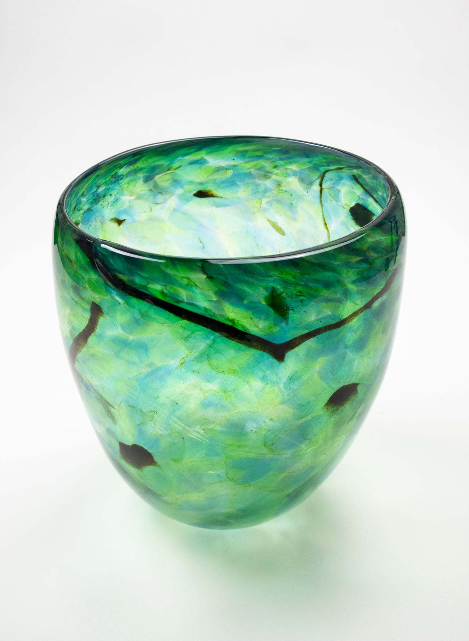 Tall Greenstone Glass Bowl