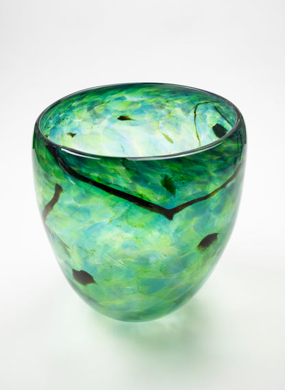 Tall Greenstone Glass Bowl