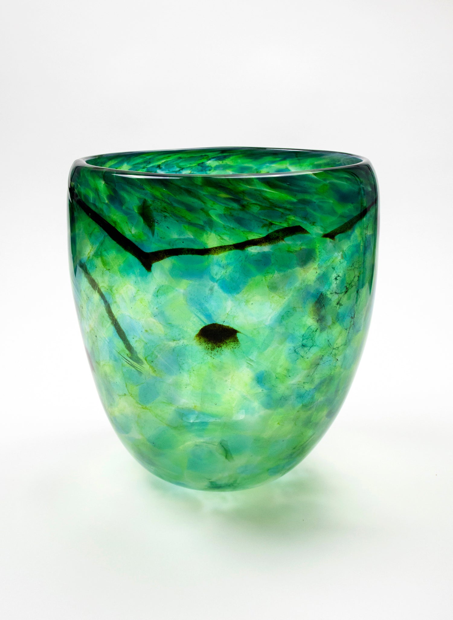 Tall Greenstone Glass Bowl