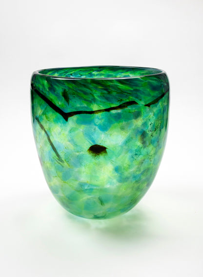 Tall Greenstone Glass Bowl