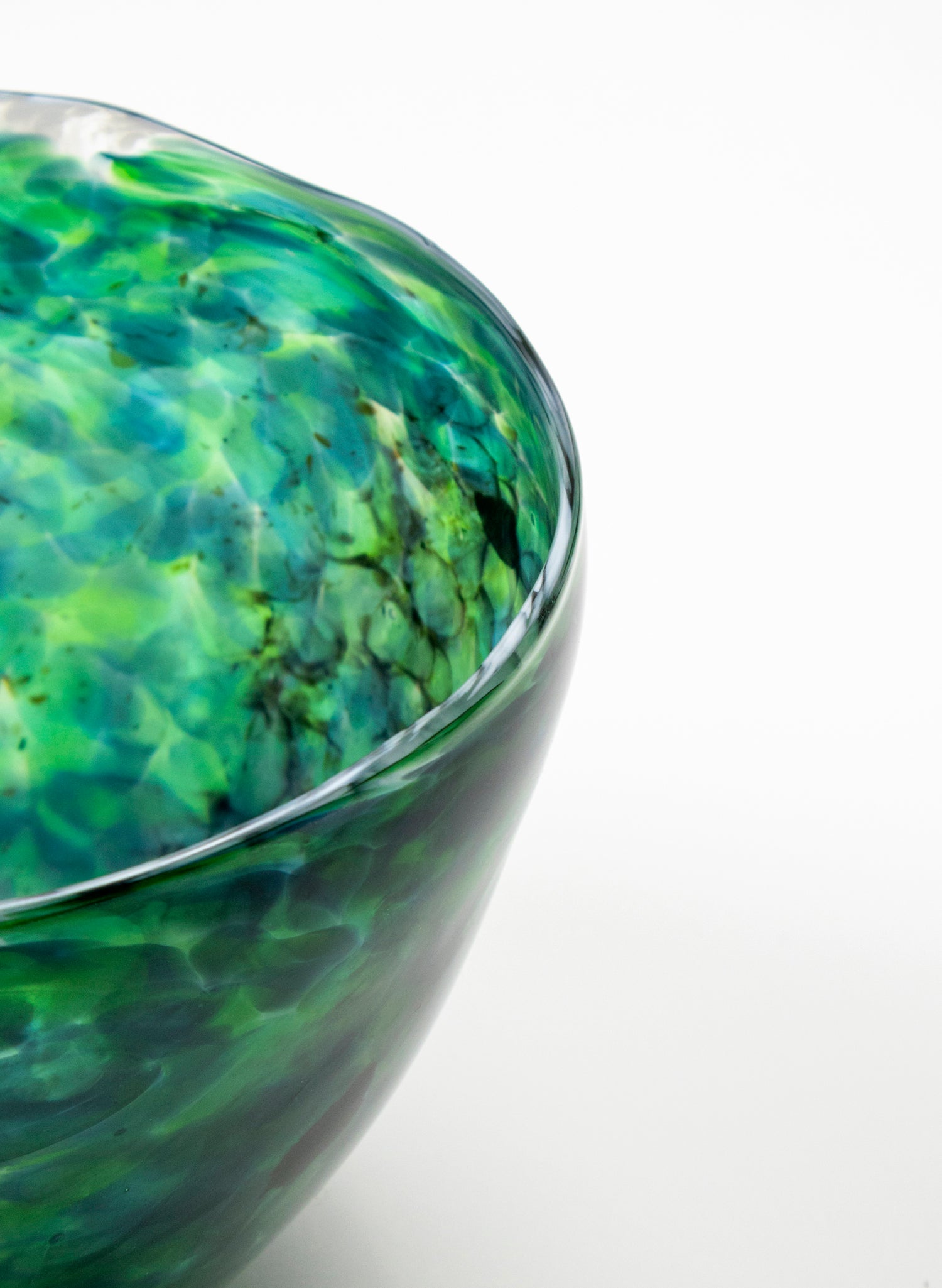 Deep and Wide Greenstone Glass Bowl