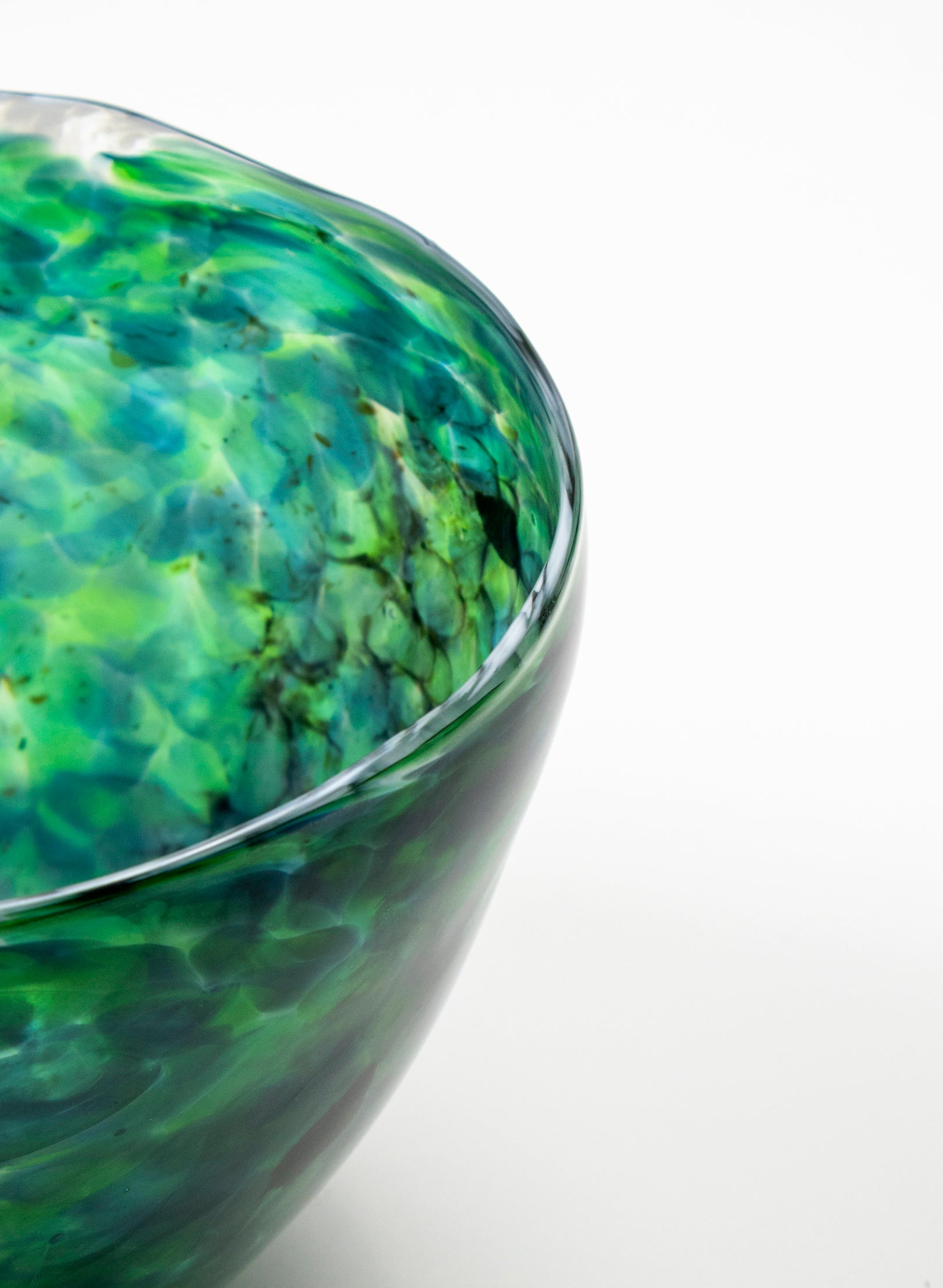 Deep and Wide Greenstone Glass Bowl