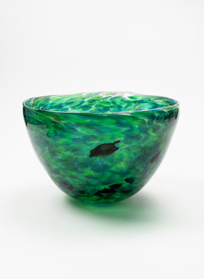 Deep and Wide Greenstone Glass Bowl