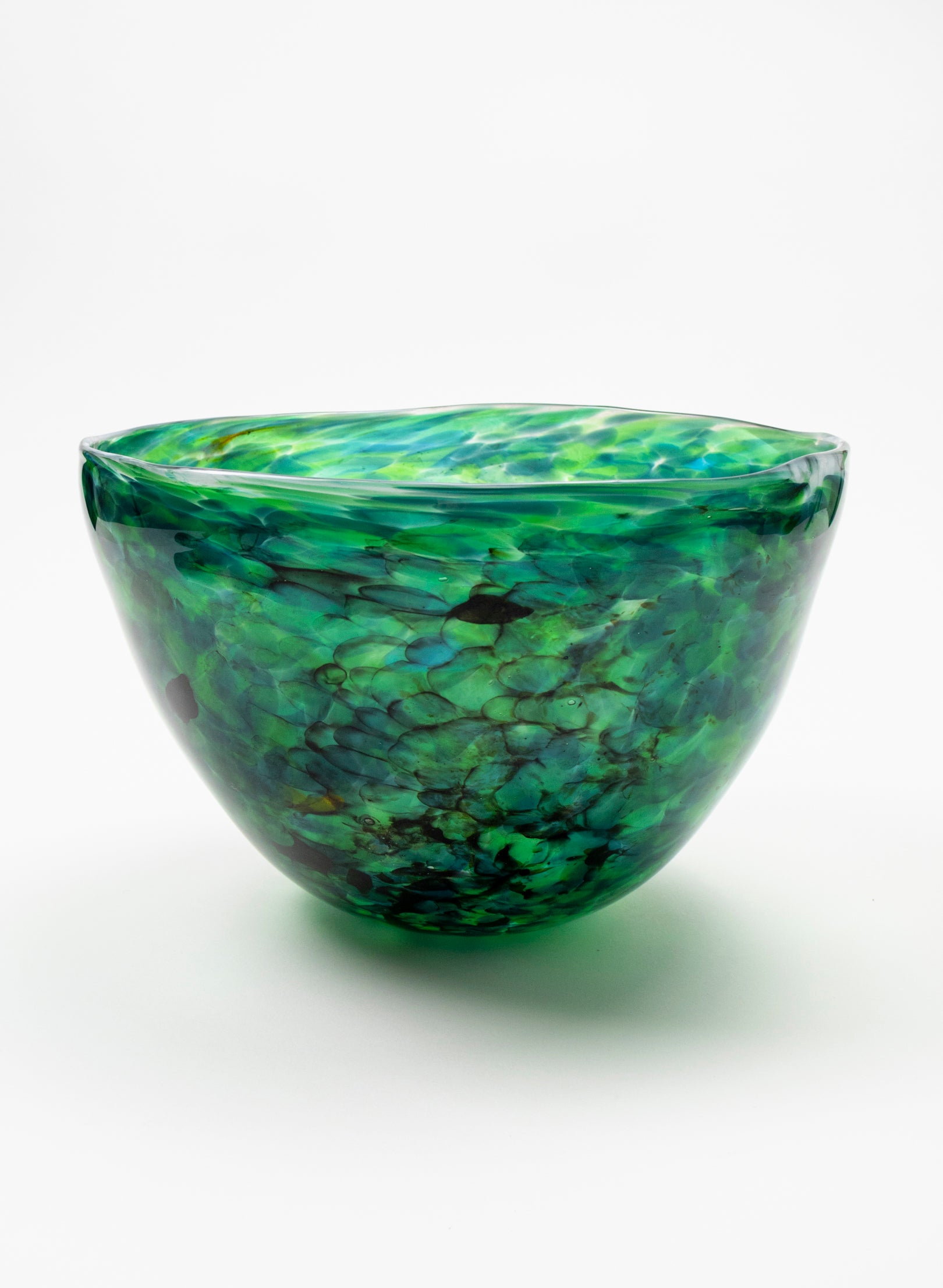 Deep and Wide Greenstone Glass Bowl