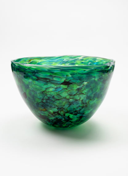 Deep and Wide Greenstone Glass Bowl