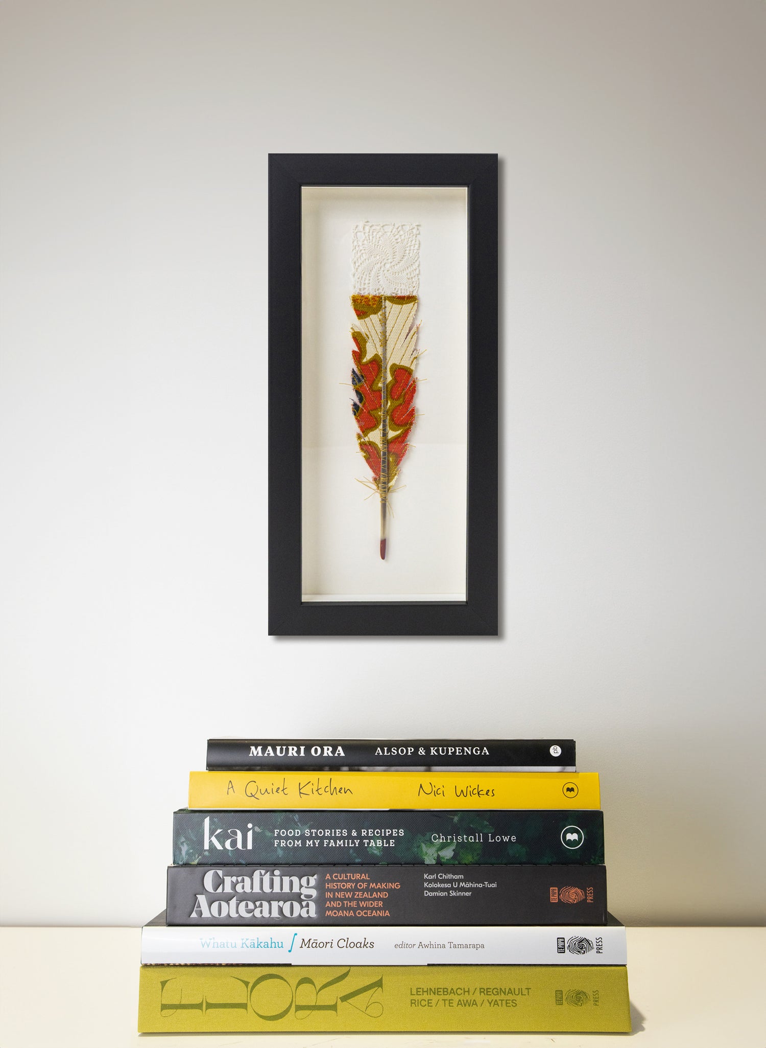 Single Huia Feather Framed