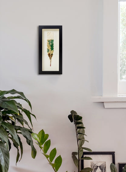 Single Huia Feather Framed