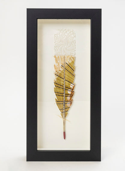 Single Huia Feather Framed