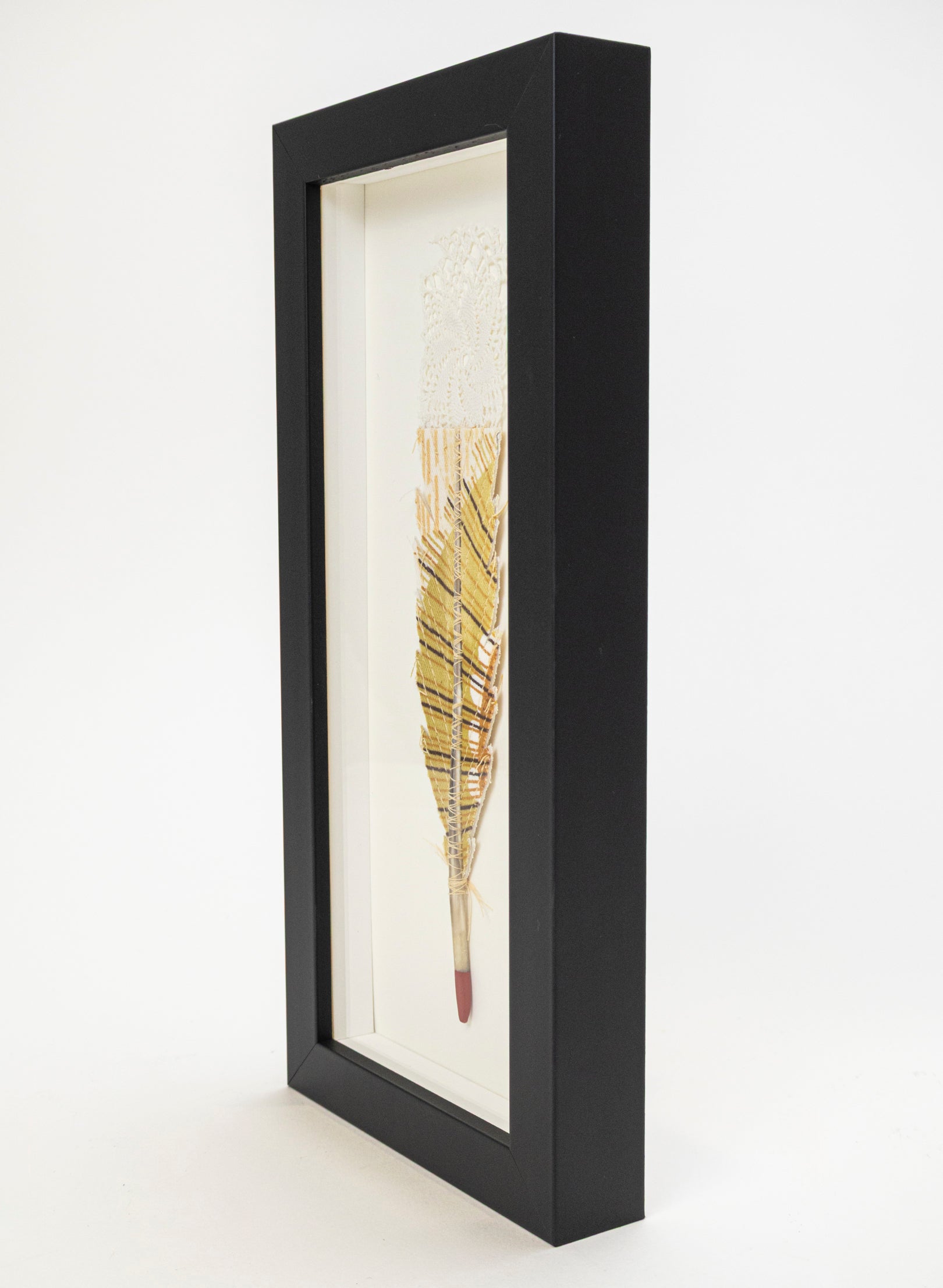 Single Huia Feather Framed