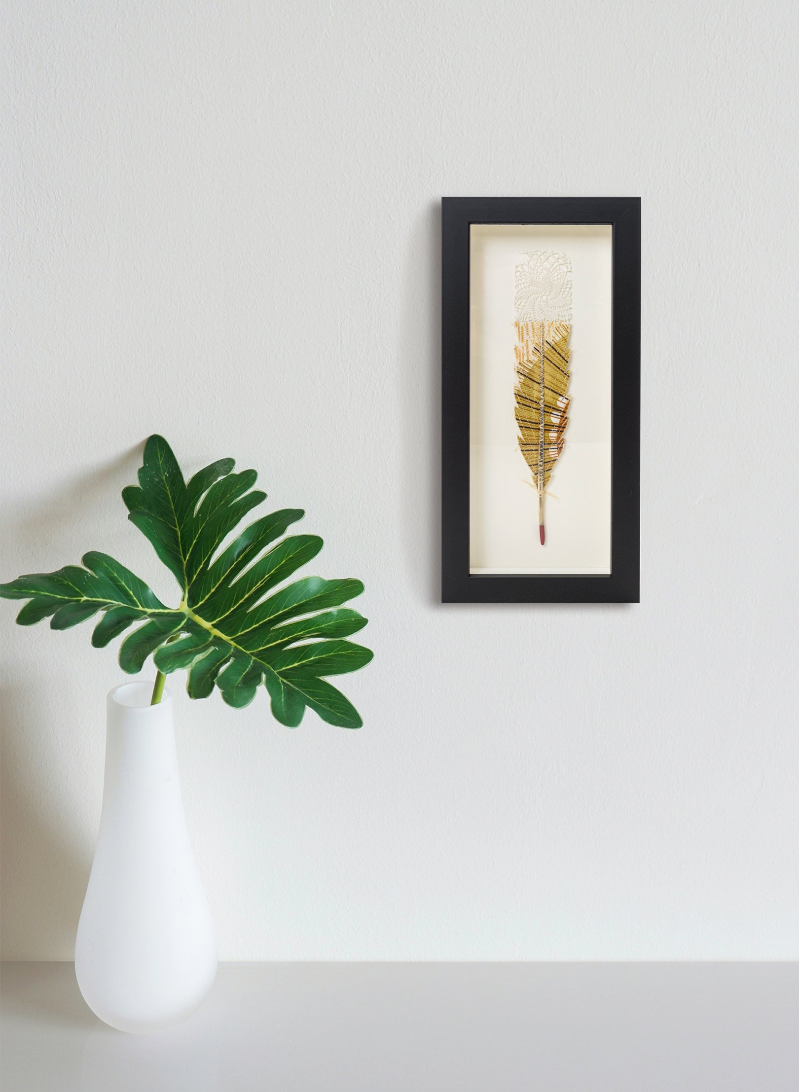 Single Huia Feather Framed