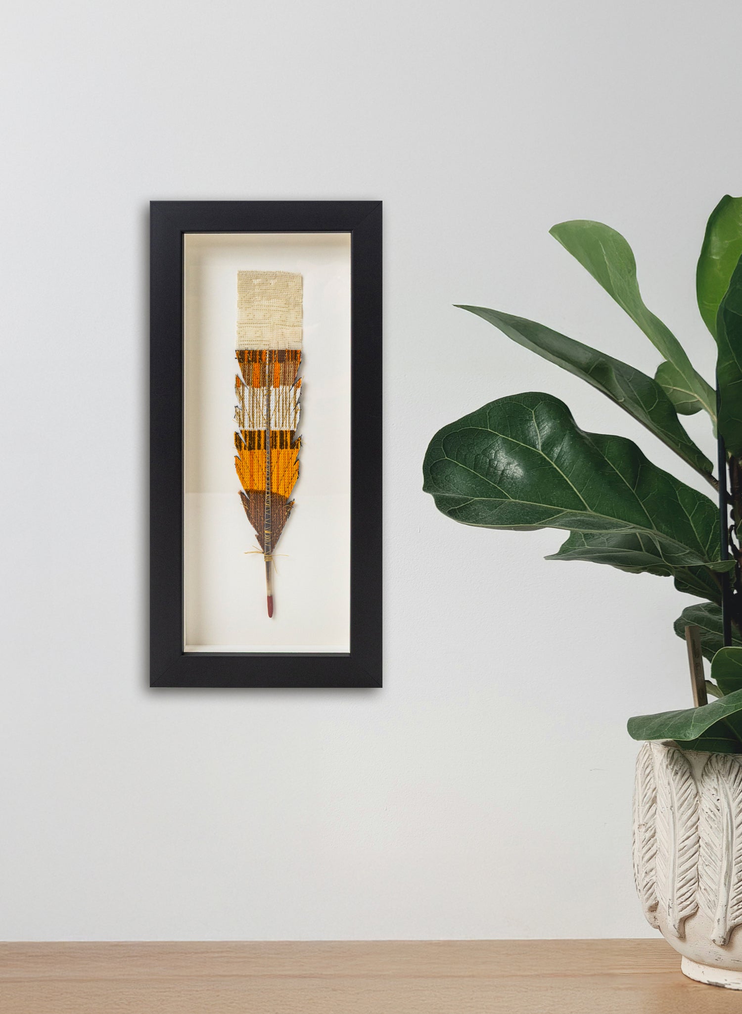 Single Huia Feather Framed