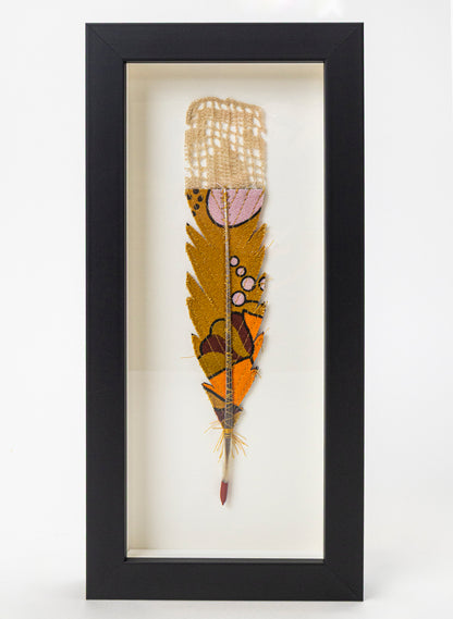 Single Huia Feather Framed