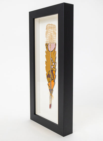 Single Huia Feather Framed