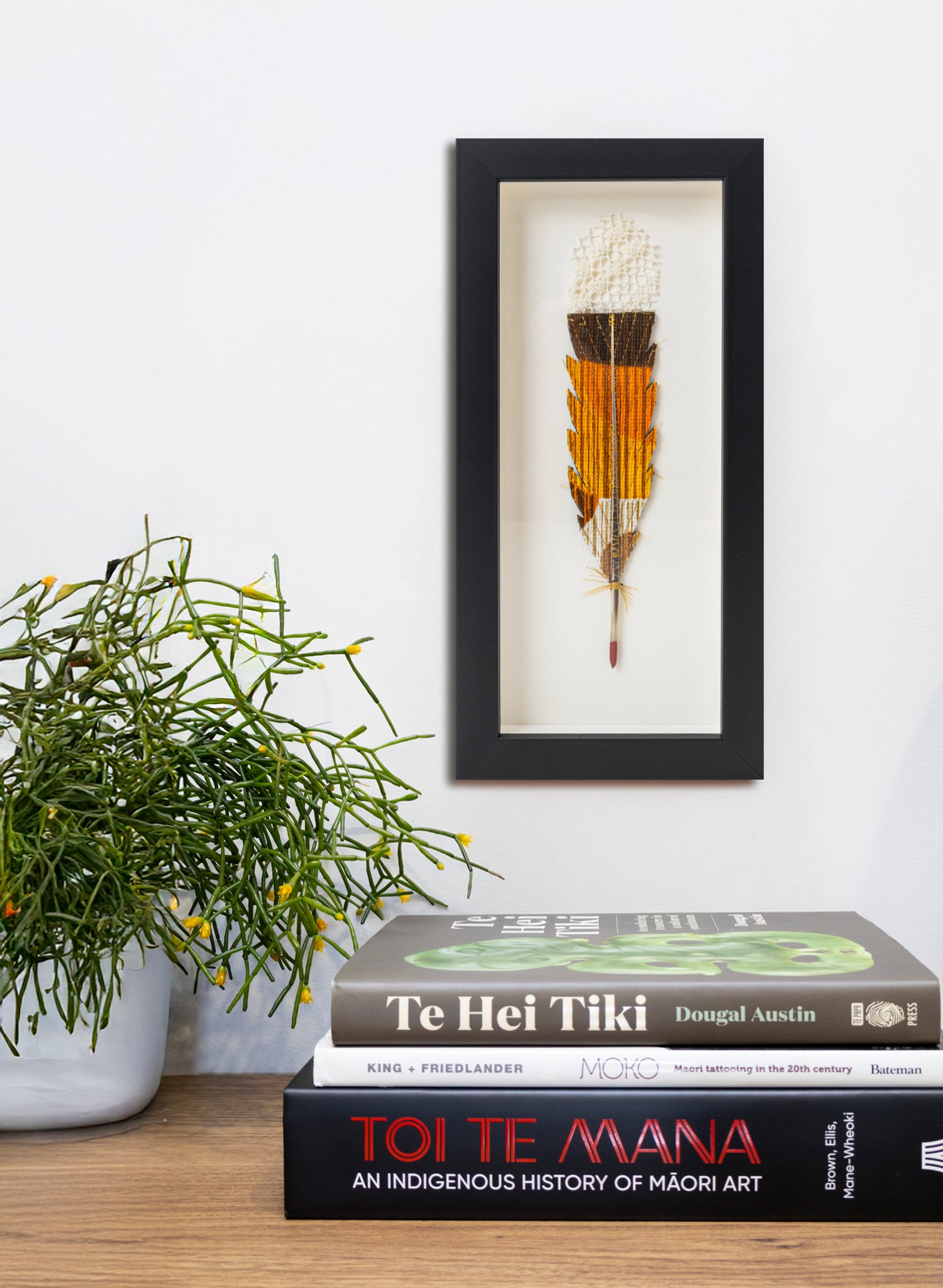 Single Huia Feather Framed